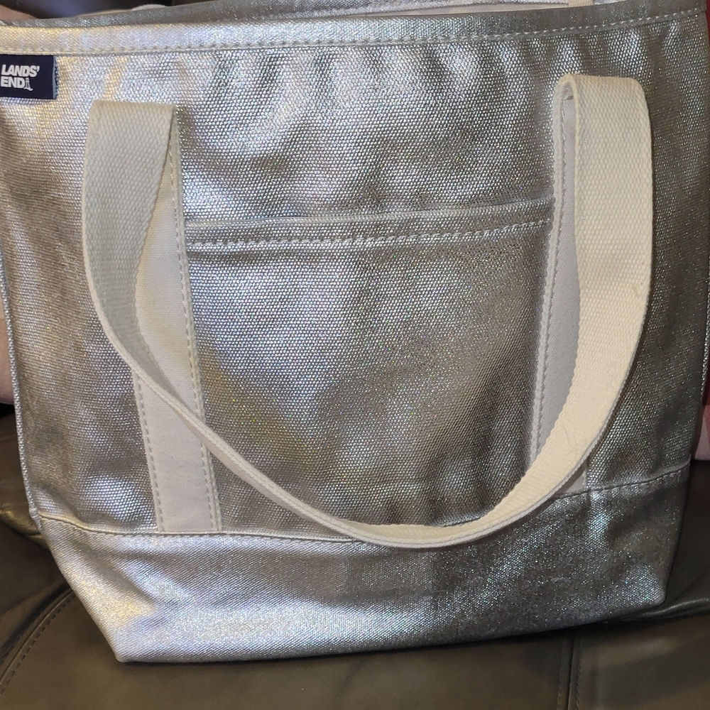Lands' End Silver Tote Bag